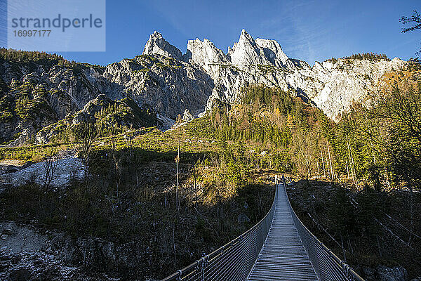 Deutschland  Bayern  Hängebrücke im Nationalpark Berchtesgaden