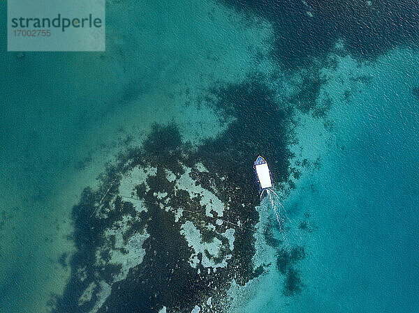 Boot auf dem Meer  Luftaufnahme