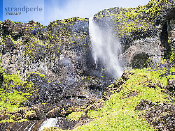 Aussicht auf den Foss a Sidu in Skaftafell  Kirkjubaejarklaustur  Island