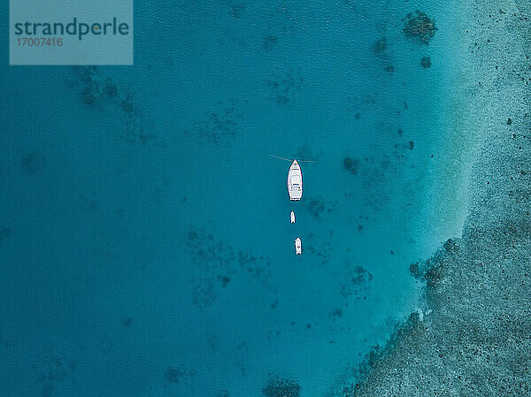 Luftaufnahme eines Bootes  Insel Hudhuranfushi  Malediven