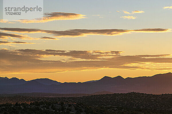 USA  New Mexico  Lamy  Abendhimmel über dem Galisteo Basin Preserve