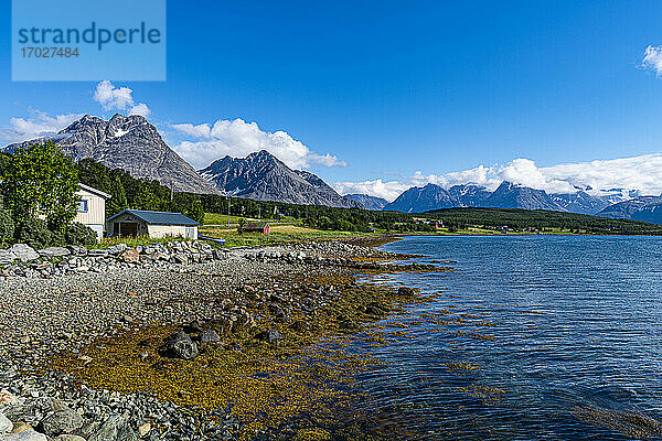 Strand in Lyngen  Troms og Finnmark  Norwegen  Skandinavien  Europa