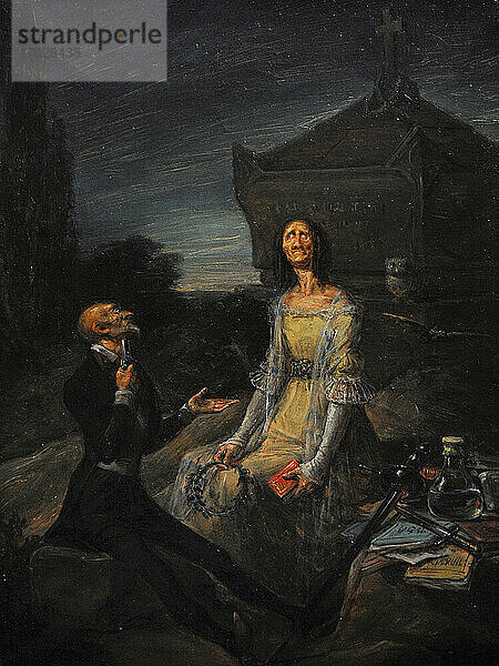 Leonardo Alenza (1807-1845). Spanischer Maler. Satire auf den romantischen Selbstmord aus Liebe  ca. 1839. Museum der Romantik. Madrid. Spanien.