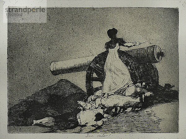 Francisco de Goya y Lucientes (1746-1828). Spanischer Maler. Die Katastrophen des Krieges. Tafel 7. Welcher Mut (Que valor). Königliche Akademie der Schönen Künste San Fernando. Madrid. Spanien.