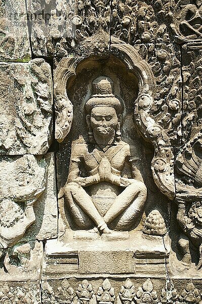 Steinbasrelief in Preah Khan  Angkor-Tempelkomplex  Kambodscha  Südostasien  Indochina  Asien