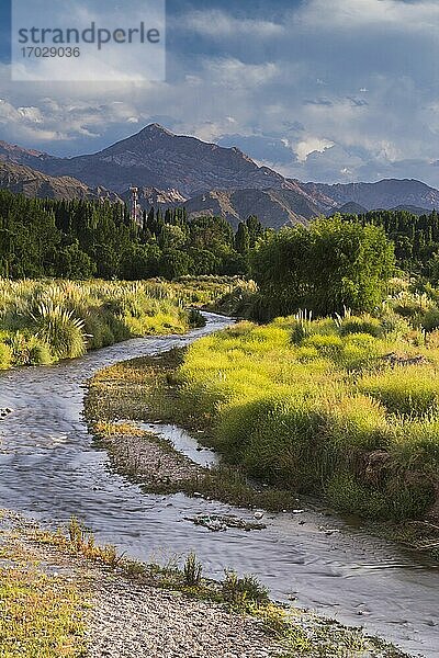 Fluss Mendoza (Rio Mendoza) und die Anden bei Uspallata  Provinz Mendoza  Argentinien