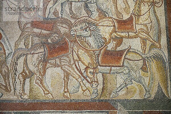 Mosaiken in der Villa Romana del Tellaro in der Nähe von Noto im Südosten Siziliens  Italien  Europa. Dies ist ein Foto von Mosaiken in der Villa Romana del Tellaro in der Nähe von Noto im Südosten Siziliens  Italien  Europa.