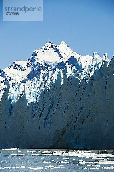 Perito-Moreno-Gletscher  Eisschmelze aufgrund der globalen Erwärmung und des Klimawandels  Los Glaciares National Park  in der Nähe von El Calafate  Patagonien  Argentinien