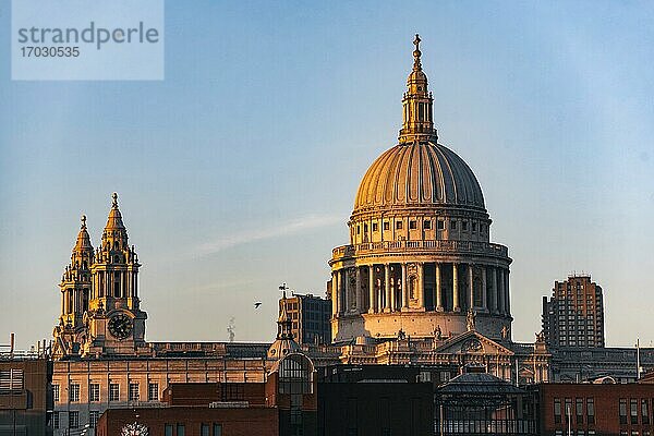 St. Pauls Cathedral bei Sonnenuntergang  City of London  London  England