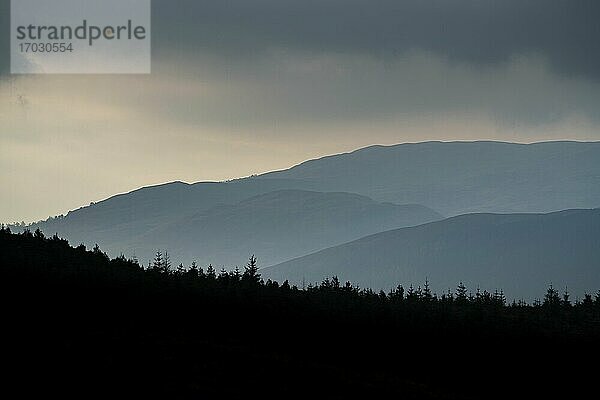 Berglandschaft  gesehen vom Ben Lomond im Loch Lomond and the Trossachs National Park  Schottische Highlands  Schottland