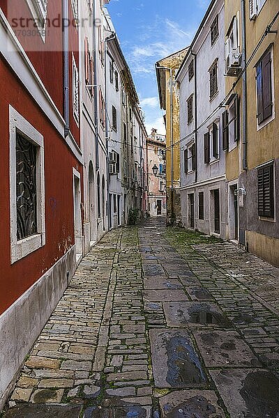 Seitenstraßen von Piran  Slowenisch Istrien  Slowenien  Europa