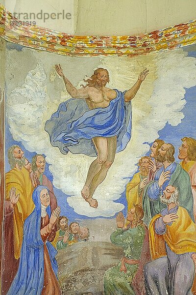 Fresko Christi Himmelfahrt  Pfarrkirche S. Giacomo  Issime  Gressoney la Trinite  Lystal  Val di Gressoney  Aostatal  Italien  Europa