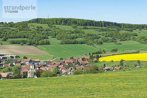 Ortsansicht Kaltenlengsfeld  Frühling  Biosphärenreservat Rhön  Rhön  Thüringen  Deutschland  Europa