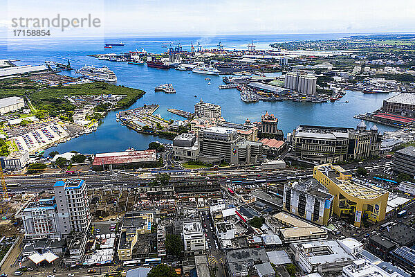 Cityscape by ocean at Port Louis  Mauritius
