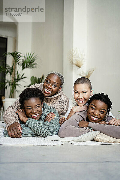 Happy female friends resting