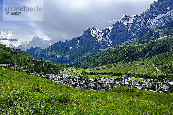 Italy  Valtournenche  Breuil-Cervinia resort in spring