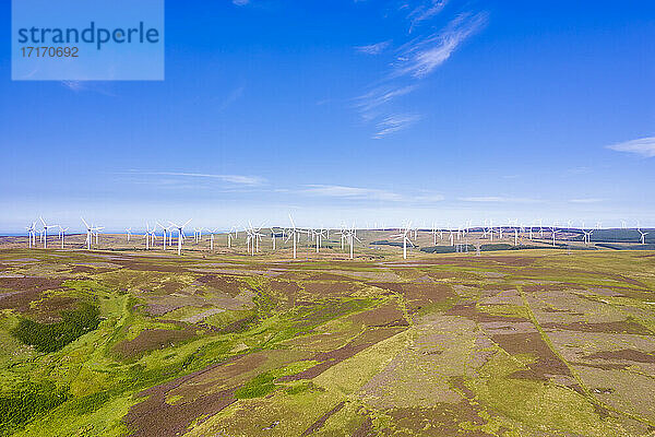 UK  Schottland  East Lothian  Luftaufnahme eines Windparks auf den Lammermuir Hills