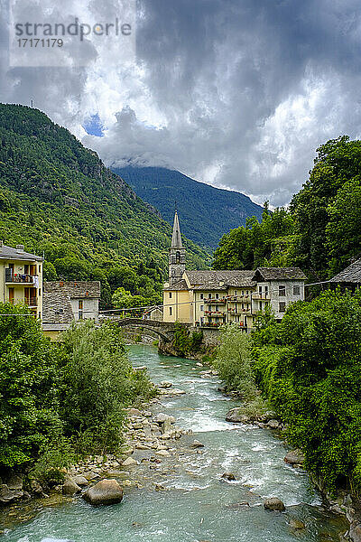 Italy  Gressoney-La-Trinite  Riverside village in Val di Gressoney
