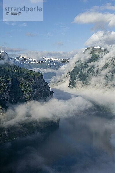 Ausblick am Ørnesvingen Aussichtspunkt  Geirangerfjord  bei Geiranger  Møre og Romsdal  Norwegen  Europa