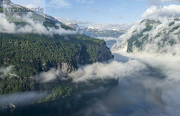 Ausblick am Ørnesvingen Aussichtspunkt  Geirangerfjord  bei Geiranger  Møre og Romsdal  Norwegen  Europa