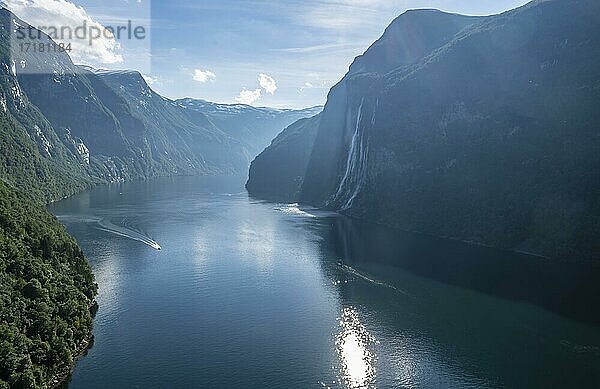 Wasserfall Sieben Schwestern  Geirangerfjord  bei Geiranger  Møre og Romsdal  Norwegen  Europa
