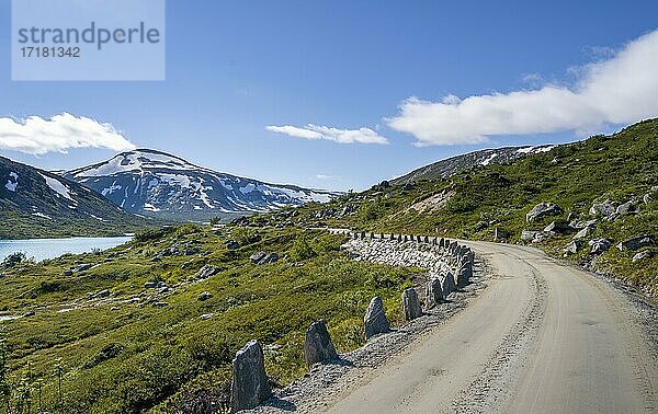 Berge  Straße  Norwegische Landschaftsroute  Gamle Strynefjellsvegen  zwischen Grotli und Videsæter  Norwegen  Europa