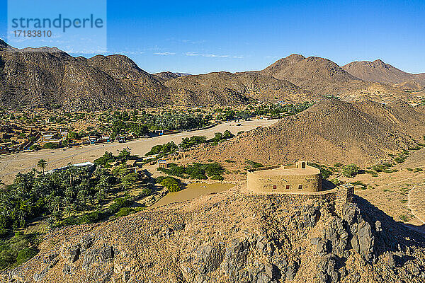 Luftaufnahme des französischen Forts in der Oase von Timia  Air Mountains  Niger  Afrika