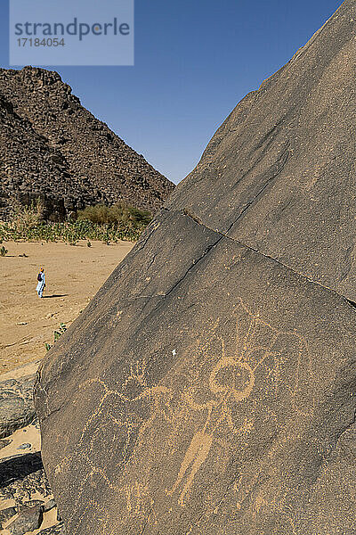 Prähistorische Felsritzungen  Arakao  Tenere-Wüste  Sahara  Niger  Afrika