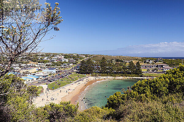 Blick auf Port Campbell und Strand  Great Ocean Road  Victoria  Australien  Pazifik