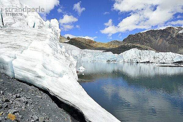 Gletscher Pastoruri spiegelt sich im See  Cordillera Blanca  Provinz Recuay  Peru  Südamerika