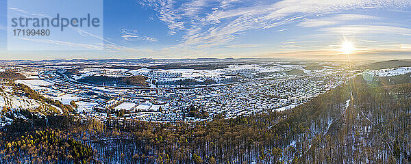 Deutschland  Baden Württemberg  Luftaufnahme Schwäbischer Wald im Winter