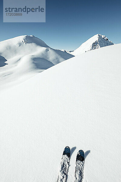 Skier auf Schnee an der Namloser Wetterspitze  Lechtaler Alpen  Tirol  Österreich