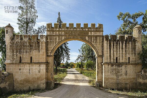 Großer Eingang zu einer der Farmen und Weinkellereien in Alentejo  Portugal  Europa