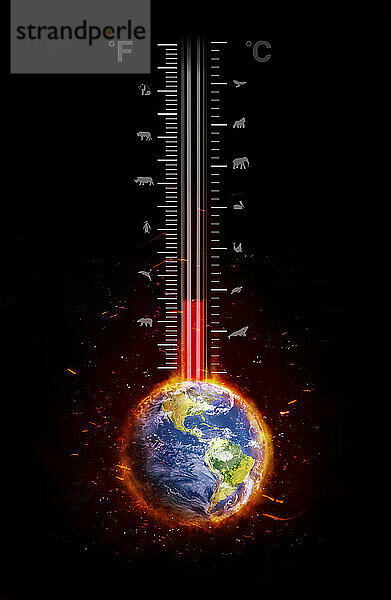Temperaturanstieg auf dem Erderwärmungsthermometer
