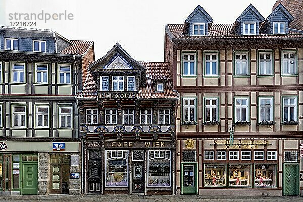 Café Wien  zählt zu den ältesten Fachwerkhäusern in Wernigerode  errichtet 1583  Wernigerode  Harz  Sachsen-Anhalt  Deutschland  Europa
