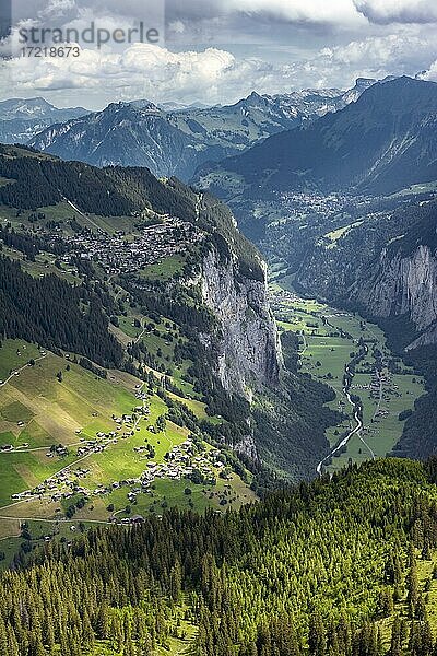 Lauterbrunnental  Berglandschaft  Lauterbrunnen  Jungfrau-Region  Berner Oberland  Kanton Bern  Schweiz  Europa
