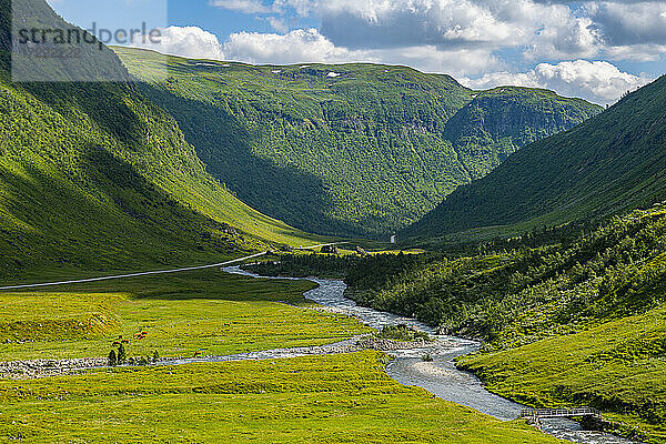 Norwegen  Skei  Wilder Fluss in grünem Tal