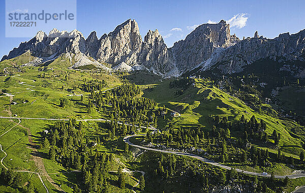 Italien  Südtirol  Grödnerjoch aus der Vogelperspektive