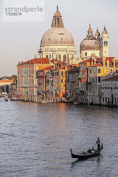 Abendstimmung  Blick von der Ponte dell?Accademia auf den Canal Grande und die Basilika Santa Maria della Salute  Venedig  Venetien  Italien  Europa