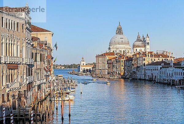 Blick von der Ponte dell?Accademia auf den Canal Grande und die Basilika Santa Maria della Salute  Venedig  Venetien  Italien  Europa