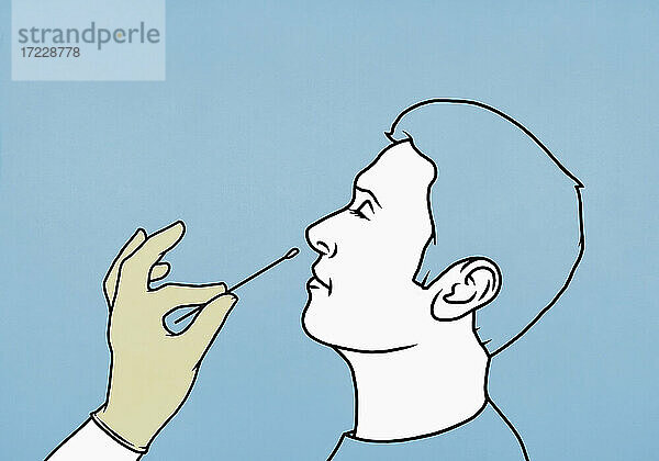 Mann bekommt Nasenabstrich COVID-19-Test