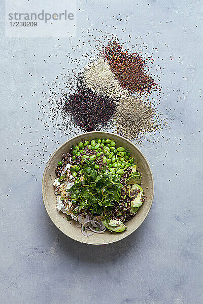 Quinoa-Salat mit Edamame und frischem Ziegenkäse