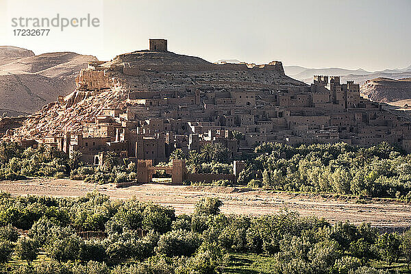 Ait Ben Haddou Ksar bei Sonnenuntergang  UNESCO-Weltkulturerbe  Marokko  Nordafrika  Afrika