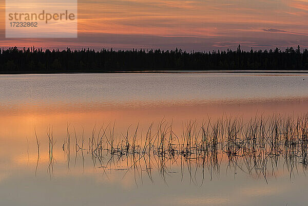 See Toras-Sieppi bei Sonnenuntergang  Torassieppi  Muonio  Lappland  Finnland  Europa