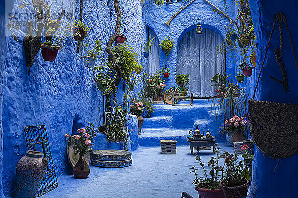 Die blaue Stadt Chefchaouen  Marokko  Nordafrika  Afrika