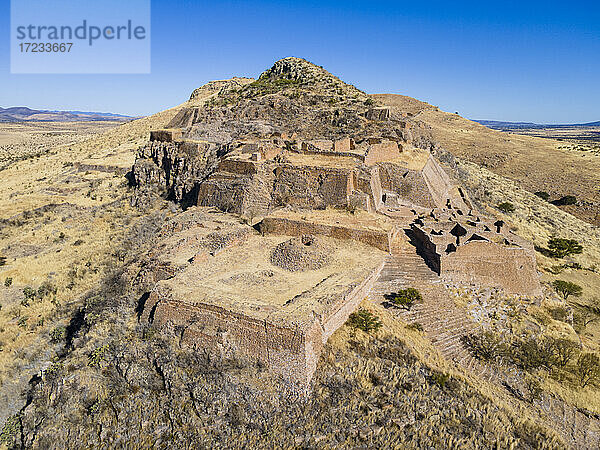 Luftaufnahme der archäologischen Stätte von La Quemada (Chicomoztoc)  Zacatecas  Mexiko  Nordamerika