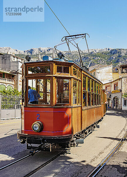 Alte Straßenbahn in Soller  Mallorca (Mallorca)  Balearische Inseln  Spanien  Mittelmeer  Europa