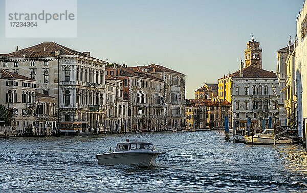 Boot auf dem Canal Grande  Abendstimmung  Venedig  Venetien  Italien  Europa
