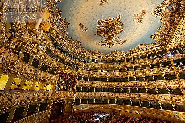 Zuschauerraum mit vergoldeter Galerie  Opernhaus Theater La Fenice  Venedig  Venetien  Italien  Europa