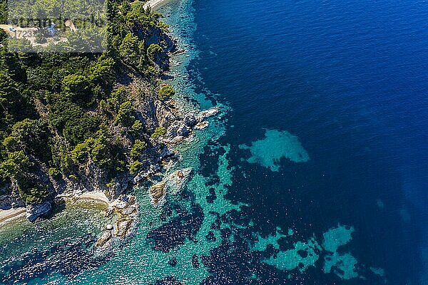 Luftaufnahme vom Strand Zografou  Sithonia  Griechenland  Europa